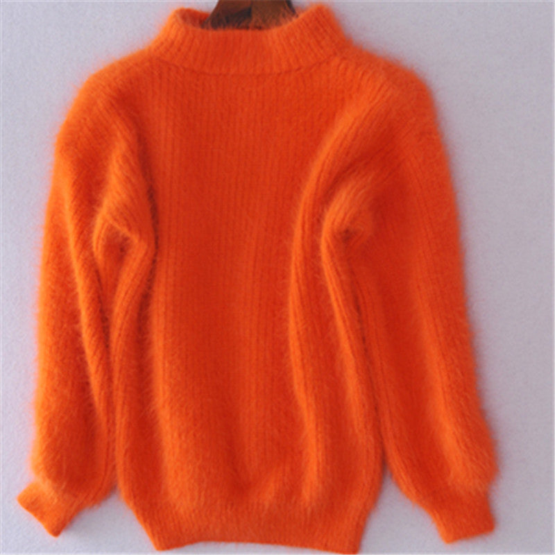 Lockerer einfarbiger gestrickter Pullover