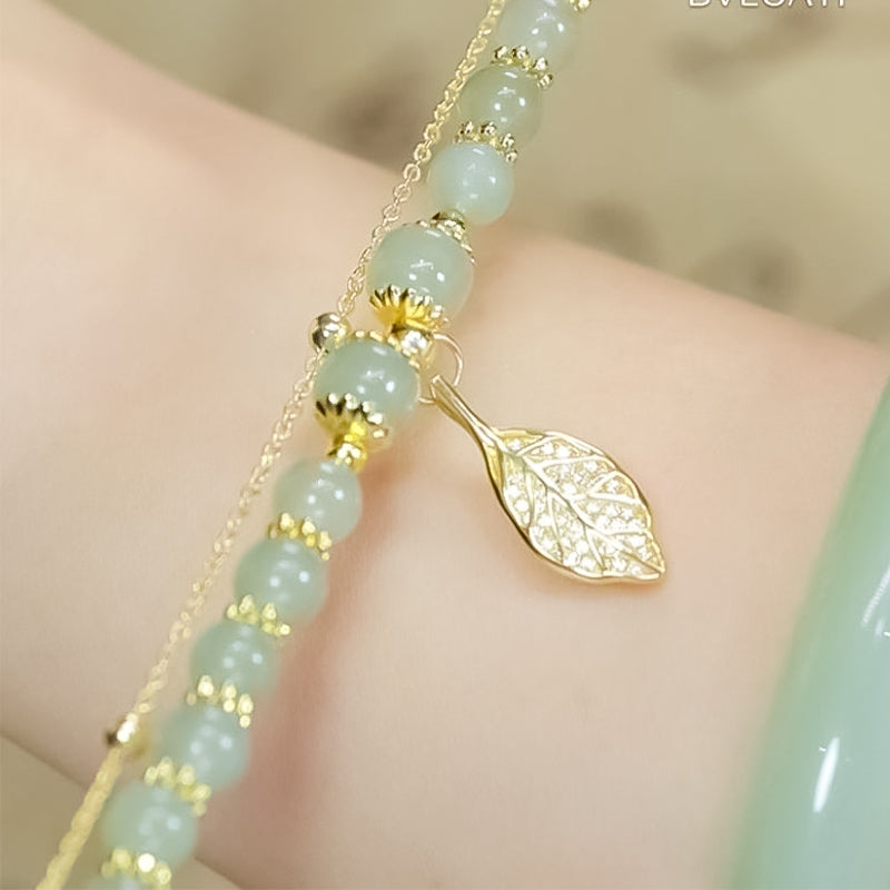 Hetian Jade Blattgold Armband