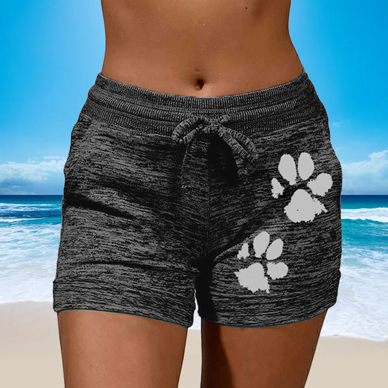 Damen Strickshorts mit Pfotenabdruck